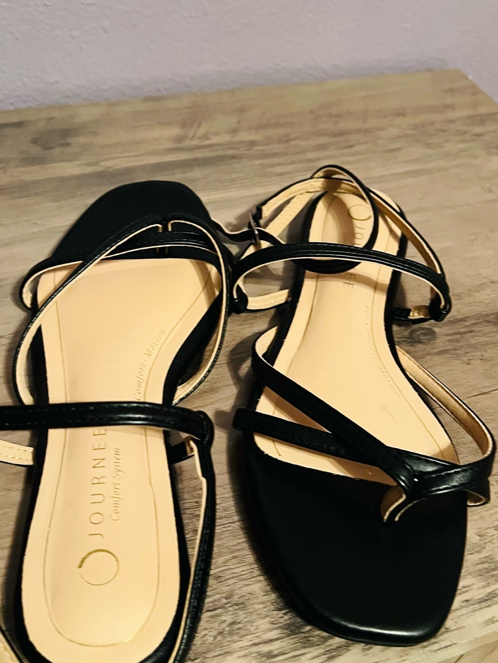 Journee Collection Black Strappy Ankle Wrap Sandals - Picture 5 of 5